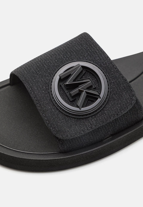 Michael Kors Women's Black MK Charm Slide Flat Sandals | Michael Kors In Lebanon