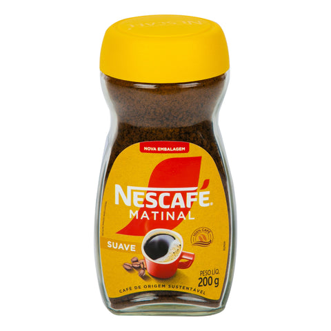 Jar of Nescafe Matinal coffee on a white background