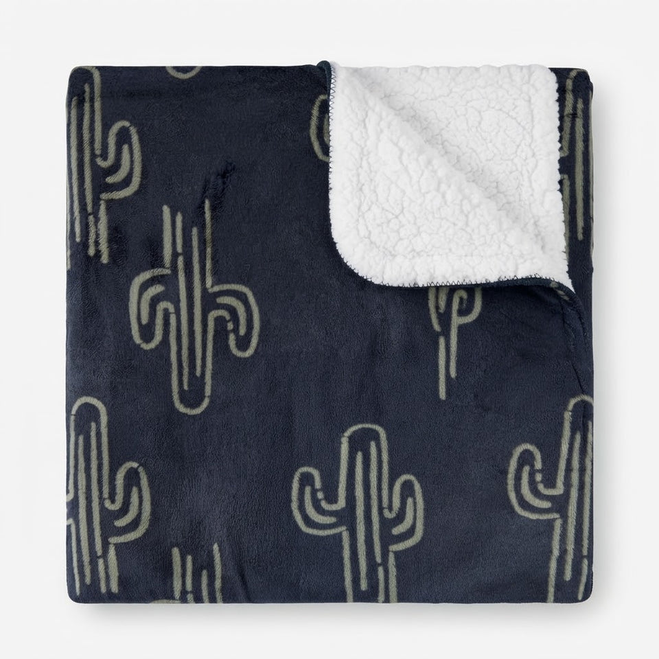Carter's Baby Black Cactus Cozy-Lined Plush Blanket