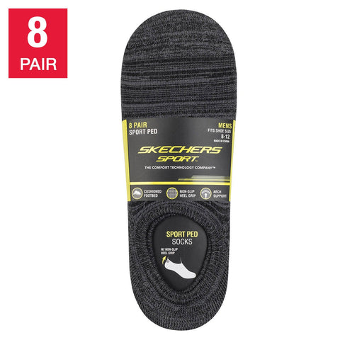 Skechers Men's Black & Grey Sport Ped Socks 8 Pairs| Skechers In Lebanon