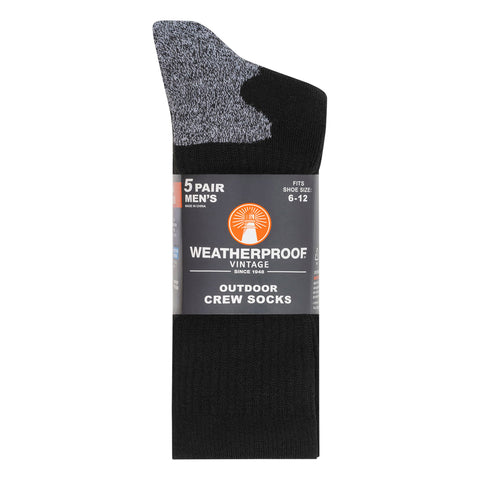 Weatherproof Vintage Men's Black & Grey 5 Pair Crew Socks | Weatherproof In Lebanon