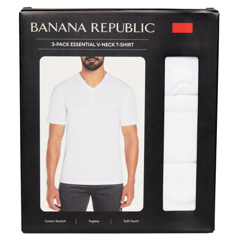 Banana Republic Men's White V Neck T-Shirt 3 Packs | Banana Republic In Lebanon