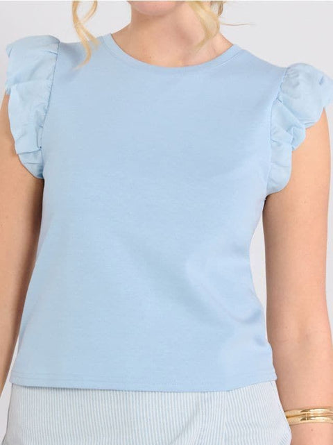 Sinsay Women's Light Blue Ruffle-Sleeves T-Shirt | Sinsay In Lebanon