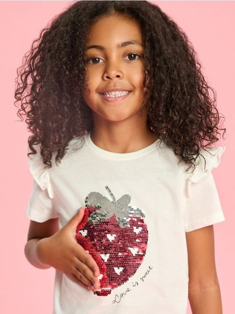 Sinsay Girl's White with Strawberry T-Shirt  | Sinsay in Lebanon