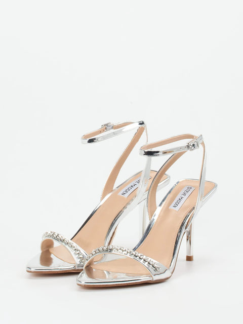 Steve Madden Women's Silver Metallic Strappy Heel Sandals | Steve Madden In Lebanon
