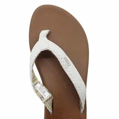 Flojos Women's Maddy Flip Flop Sandal, Ivory-Tan abs136(shoes 59,lr98,99,101)