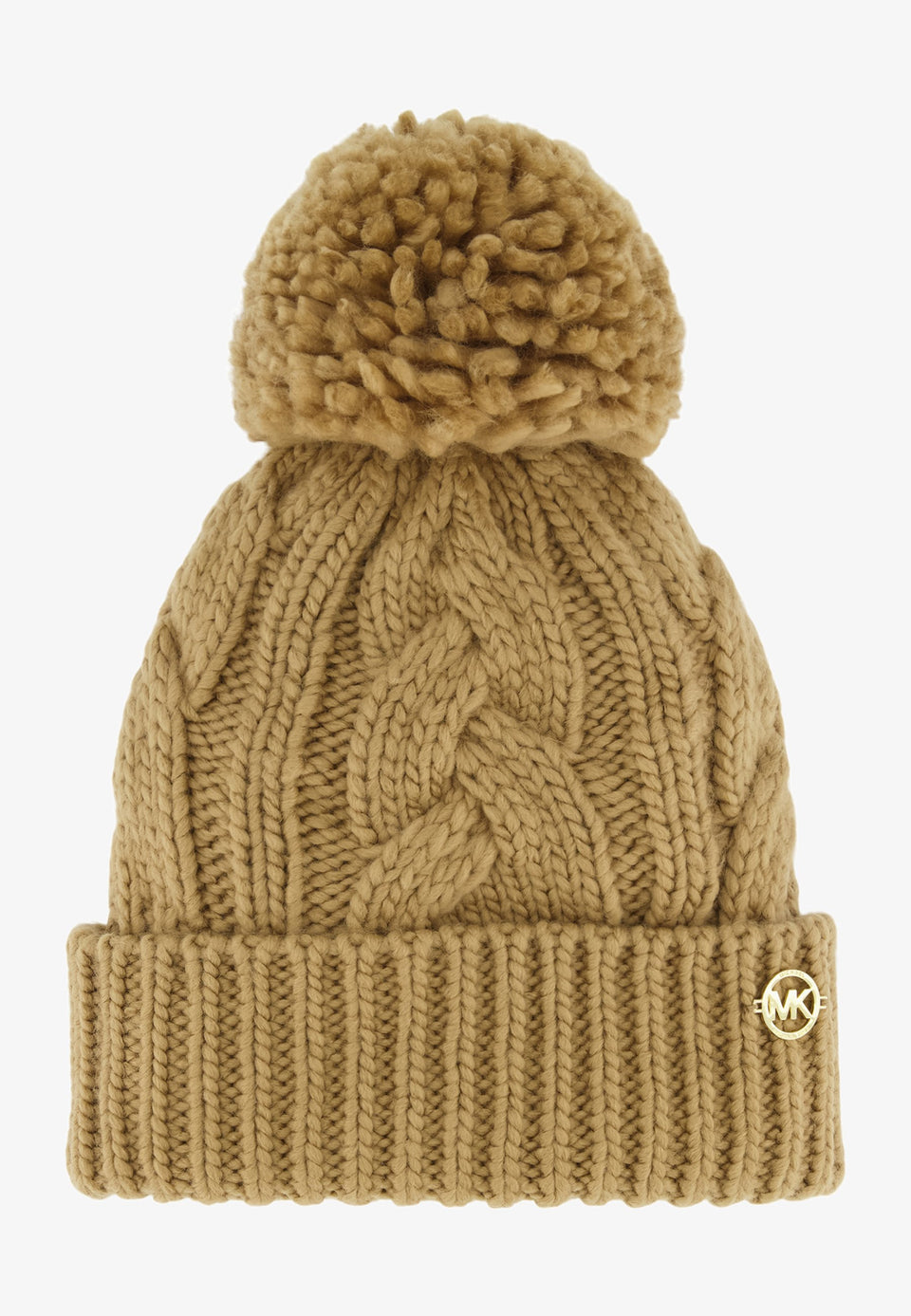 Michael Kors Women's Camel Moving Cables Cuffed Pom Pom Beanie|Michael Kors In Lebanon