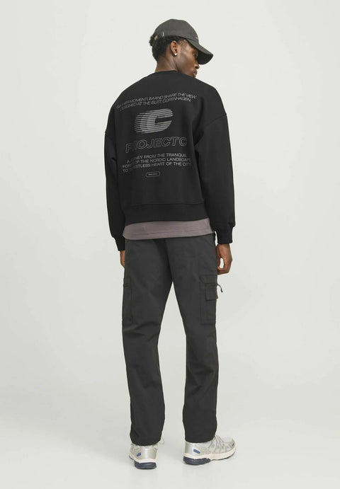 Jack & Jones  Men's Black Jcoterrain Crew Neck Sweatshirt | Jack & Jones In Lebanon