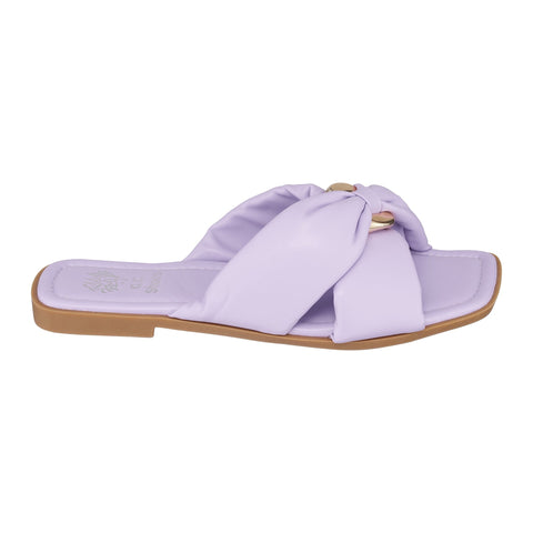 GC Shoes Women's Lilac Faux Leather Knotted Cross Band Slippers | GC Shoes In Lebanon