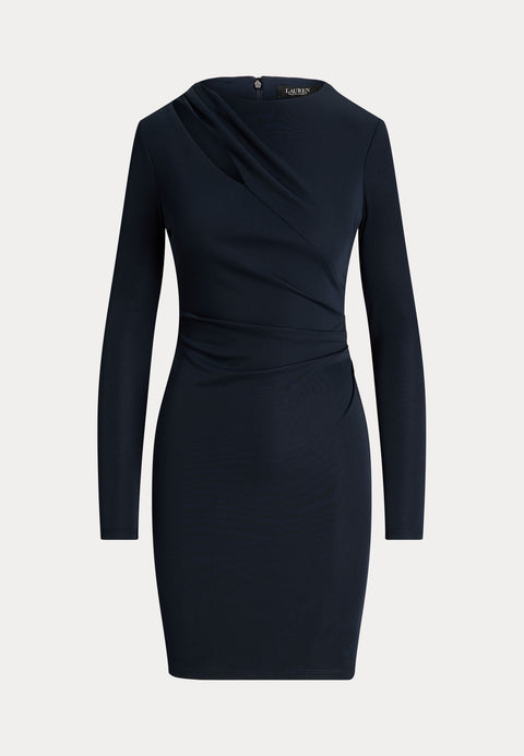 Lauren Ralph Lauren Women's Navy Pleated Stretch Jersey Cocktail Dress |Lauren Ralph Lauren In Lebanon