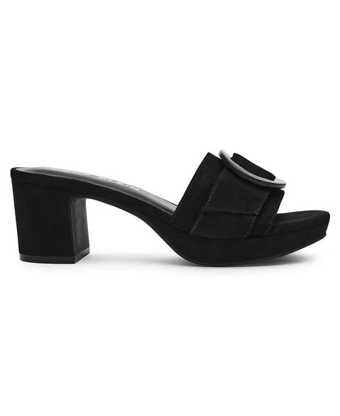 Anne Klein Women's Black Pepper Buckle Platform Block Heel Sandals | Anne Klein In Lebanon