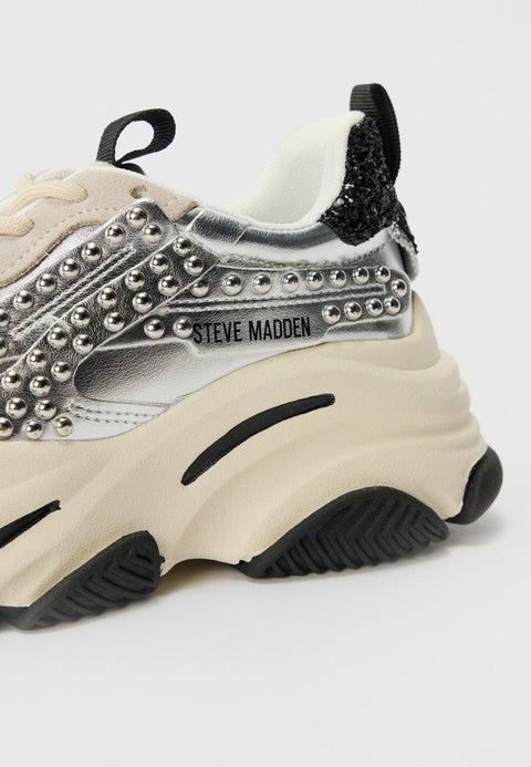 Steve Madden Women's Silver Studs Possession-SE Sneakers | Steve Madden In Lebanon