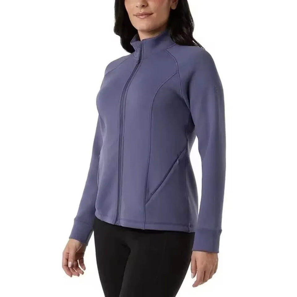 32 Heat Women's Dusty Blue Clean Mock Neck And A Smooth Full-Zip Front