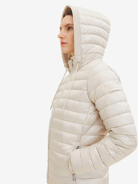 Tom Tailor Women's Silver Quilted Hooded Winter Jacket |Tom Tailor In Lebanon