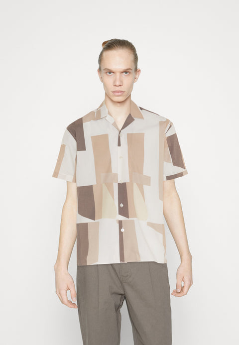 Jack & Jones Men's Multi-Beige Motive Print Resort Short Sleeve Shirt | Jack & Jones In Lebanon