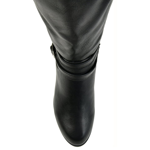 Journee Collection Women's Black Leather Ivie Boots | Journee Collection In Lebanon