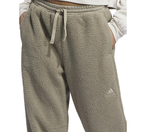 Adidas Women's Clay Green Sherpa Barrel-Leg Elastic Waist Pull On Sweatpants | Adidas In Lebanon