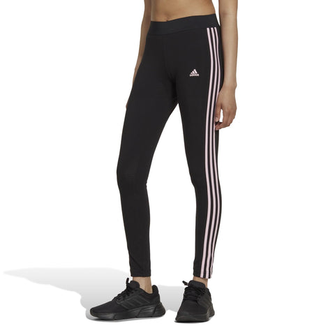 Adidas Women's Black & Light Pink Loungewear Essentials 3-Stripes Leggings | Adidas In Lebanon