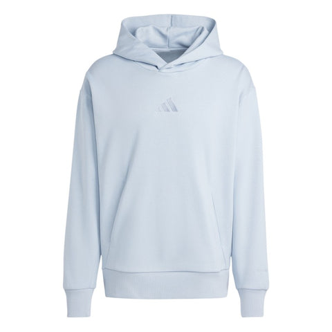 Light blue hoodie with Adidas logo on a white background