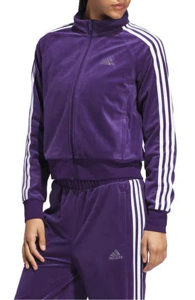 Adidas Women's Dark Purple Y2k Glam 3-stripes Knit Track Jacket | Adidas In Lebanon