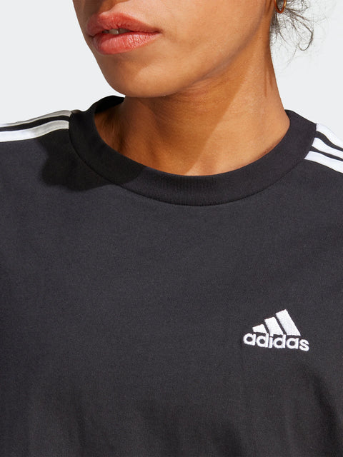 Adidas Women's Black Essentials 3-Stripes Single Jersey Dress | Adidas In Lebanon