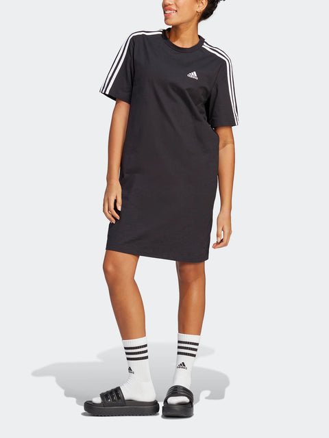 Adidas Women's Black Essentials 3-Stripes Single Jersey Dress | Adidas In Lebanon