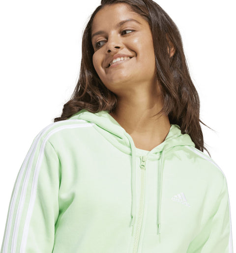 Adidas Women's Mint Green Essentials 3-Stripe Hooded Jacket | Adidas In Lebanon