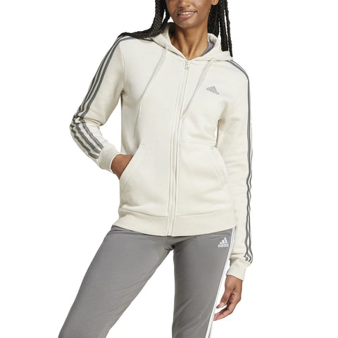 Adidas Women's Off White Fleece Hooded Jacket | Adidas In Lebanon