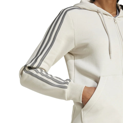 Adidas Women's Off White Fleece Hooded Jacket | Adidas In Lebanon