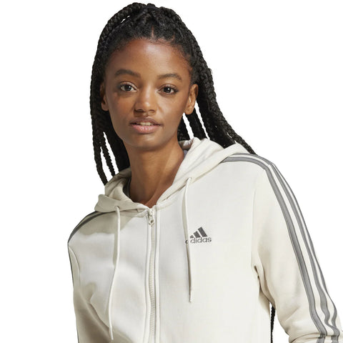 Adidas Women's Off White Fleece Hooded Jacket | Adidas In Lebanon