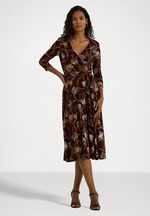 Lauren Ralph Lauren Women's Burgundy Print Jersey  Dress |Lauren Ralph Lauren in Lebanon