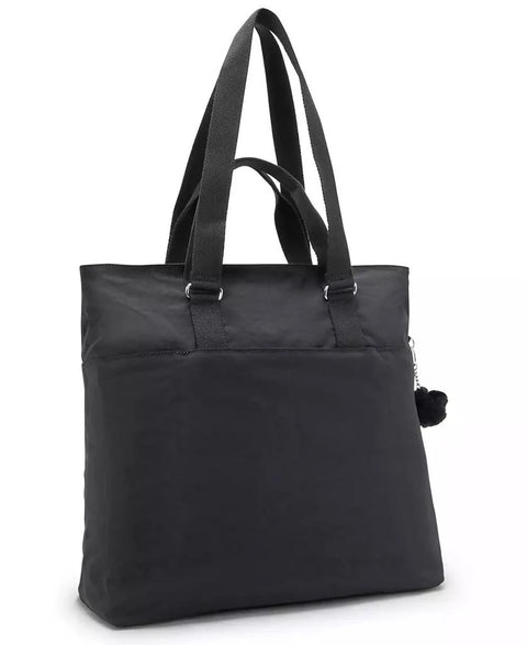 Black tote bag on a white background