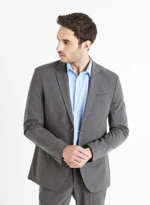 Celio Men's Grey Slim Fit Buamaury Blazers | Celio In Lebanon
