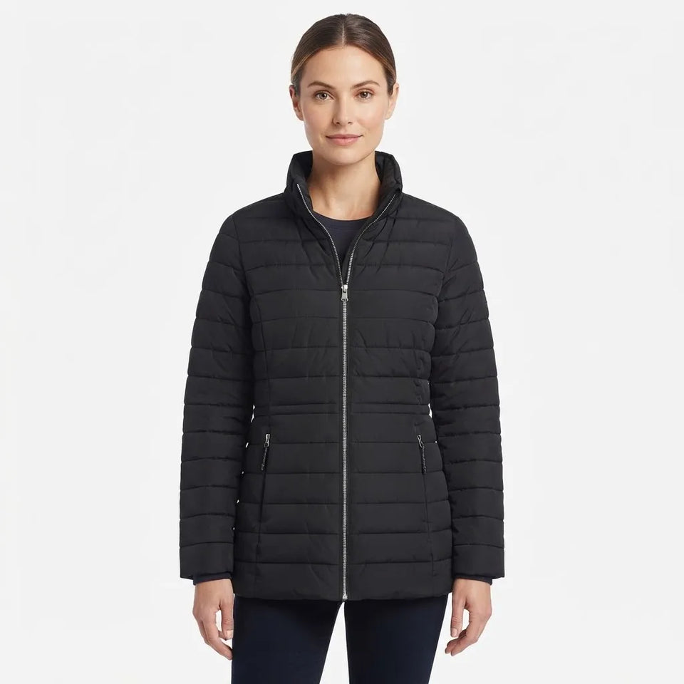 Nautica Women's Black Stand-Collar Puffer Jacket