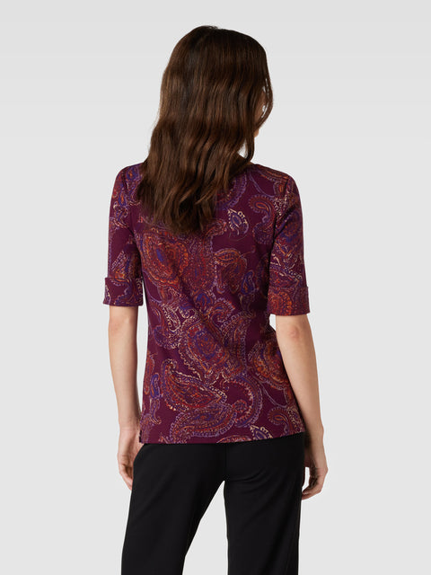 Lauren Ralph Lauren Women's Plum Printed Short Sleeve Blouse | Lauren Ralph Lauren In Lebanon