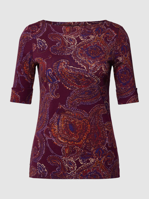 Lauren Ralph Lauren Women's Plum Printed Short Sleeve Blouse | Lauren Ralph Lauren In Lebanon