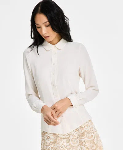Anne Klein Women's Cream Collared Button-front Shirt|Anne Klein In Lebanon