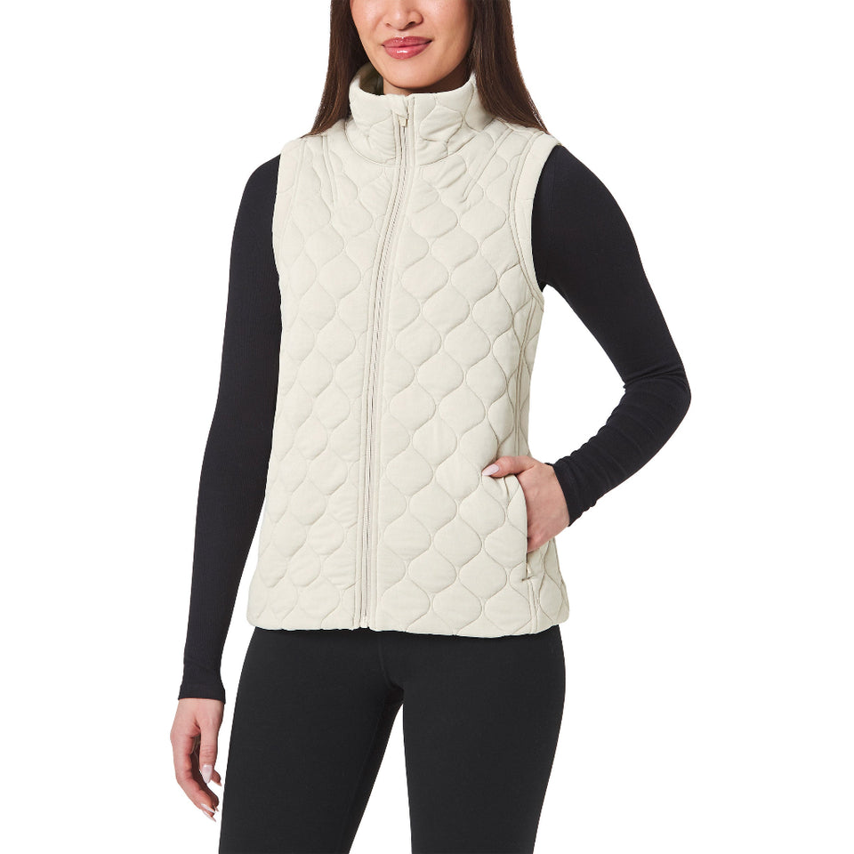 Kirkland Signature Women's Cream Quilted Full-Zip Vest
