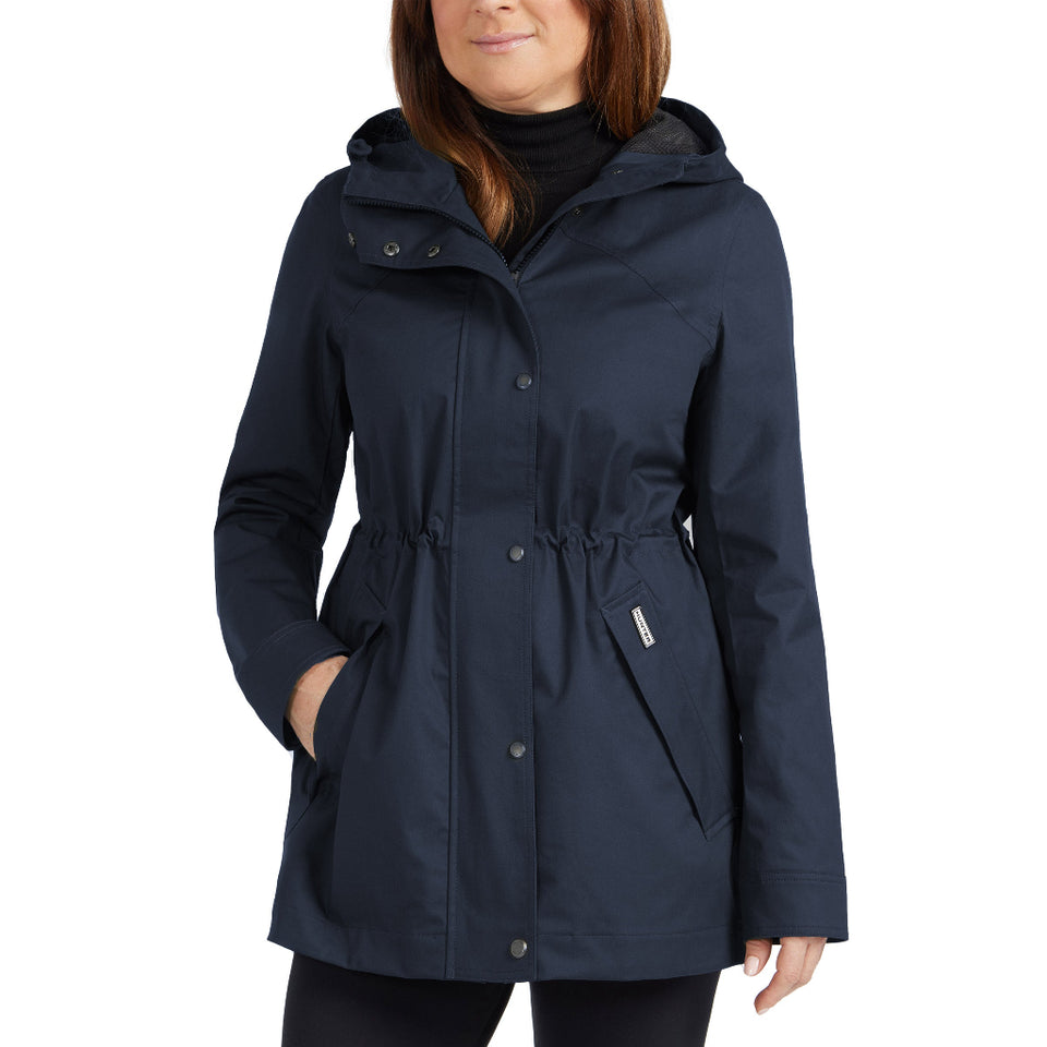 Hunter Women's Navy Hooded Rain Jacket