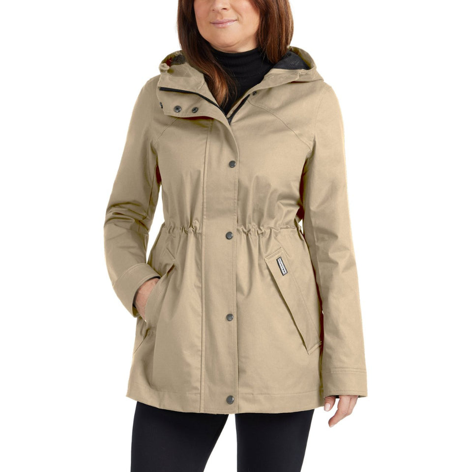 Hunter Women's Tan Waterproof Hooded Rain Jacket