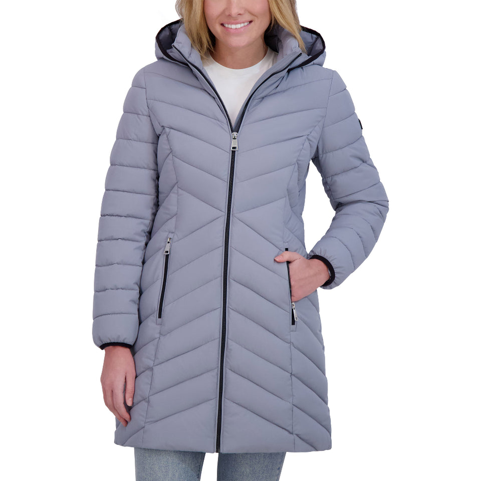 DKNY Women's Dusty Blue Puffer Coat