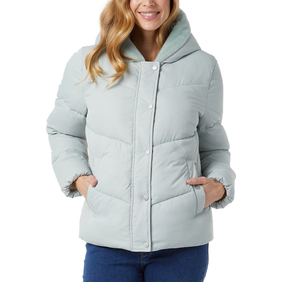 32 Degrees Women's Mint Green Chevron Quilted Jacket