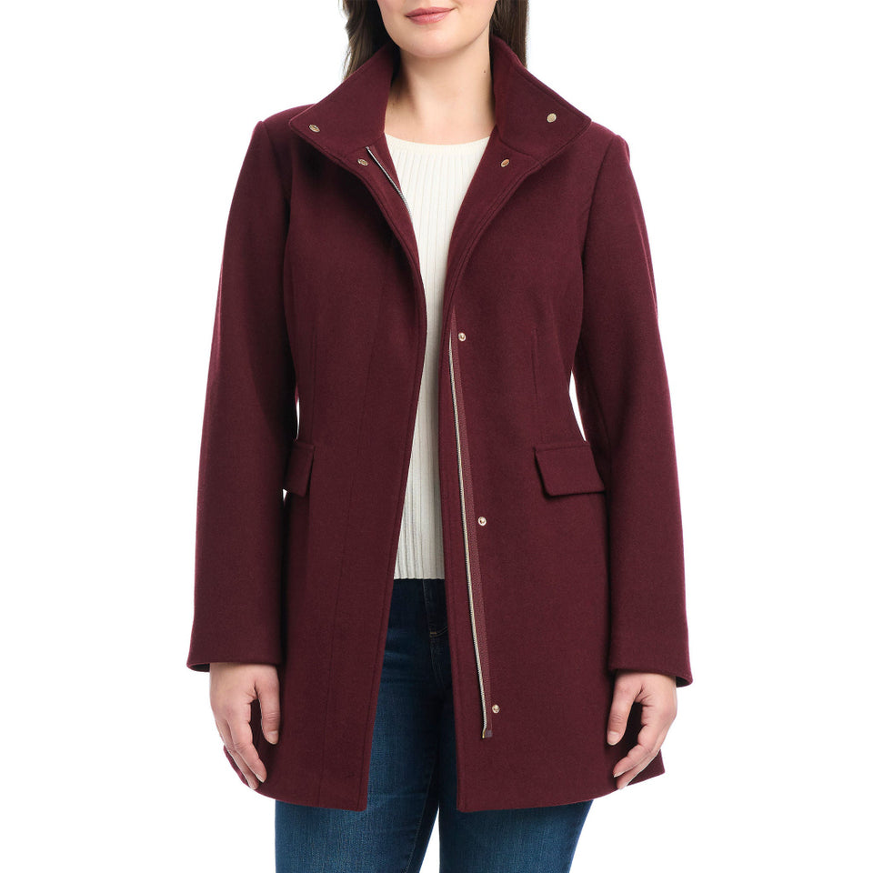 Vince Camuto Women's BurgundyFaux Wool Coat