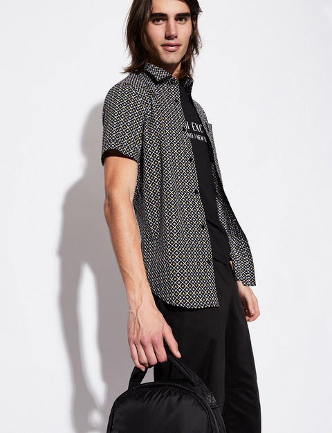 AX Paris Men's Black Regular Fit Button Up Shirt 6GZC05 WSD4 shr