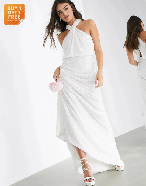 Asos Design Women's White Dress ANF939