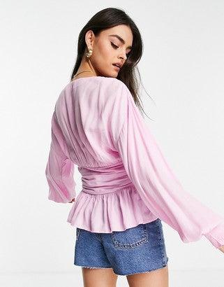 ASOS DESIGN Women's Pink Blouse ANF1312