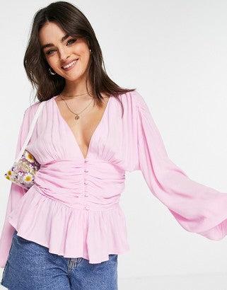 ASOS DESIGN Women's Pink Blouse ANF1312