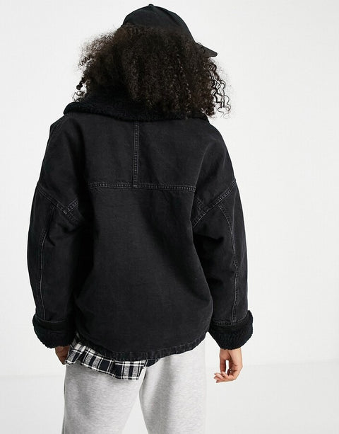 Asos Design Women's Black Cotton Blend Denim Jacket | Asos Design In Lebanon