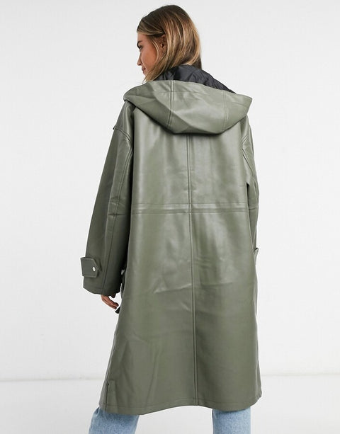 Asos Design Women's Khaki Coat ANF81 (zone1)