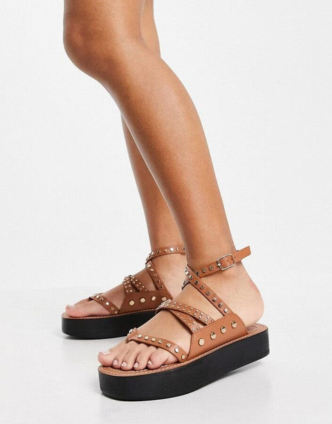 Asos Design Women's Tan Leather Sandals ANS1038